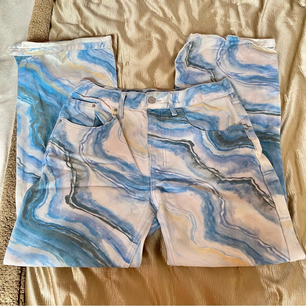 BDG Women's Boot Cut Jeans - Blue and White Marble